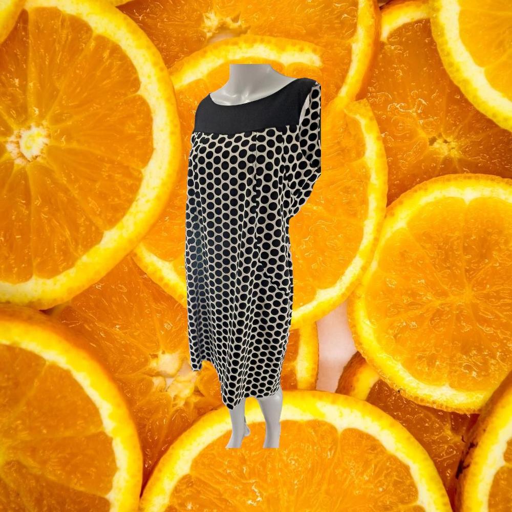 AGB Dress White with Black Dots and Black Collar Size 14